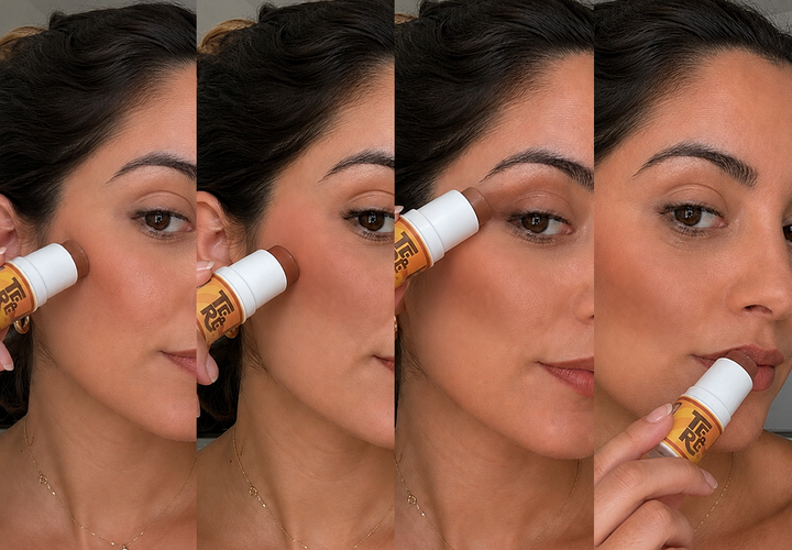 4 EM 1 EM BASTÃO: Contorno + Blush + Sombra + Batom